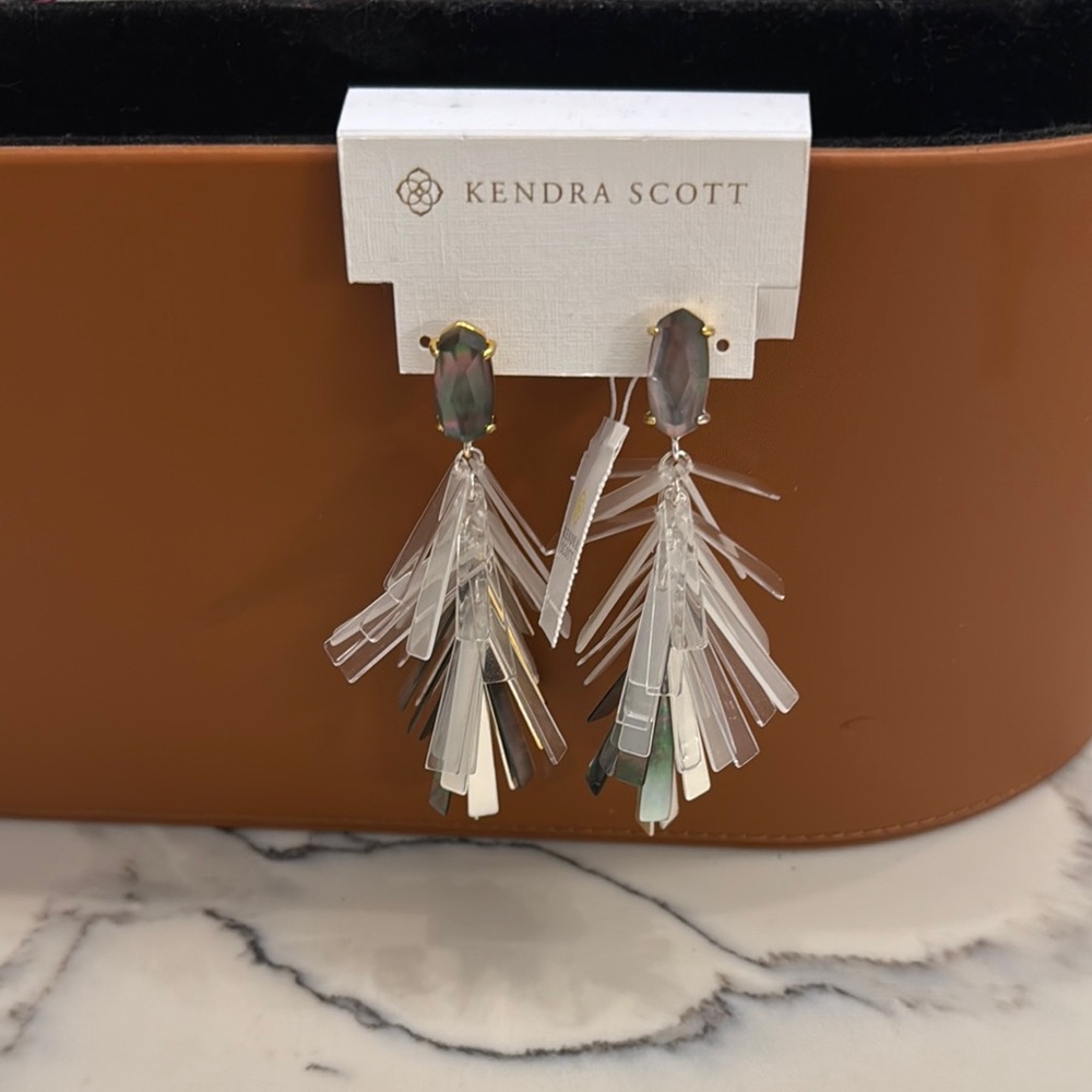 Kendra Scott Silver and Gray Drop Earrings